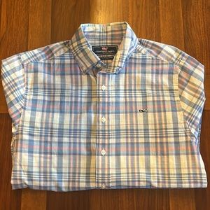 Vineyard vines Men's small slim fit whale long sleeve shirt. Blue/pink/white